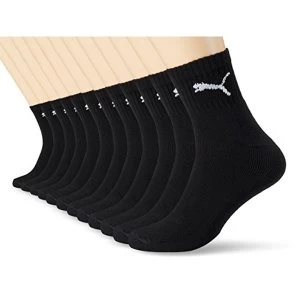 18 pair Puma Sport Socken Short Crew Tennis Socks Gr. 35 - 49 Unisex, color:200 - black, Socken & Strumpfe:47-49