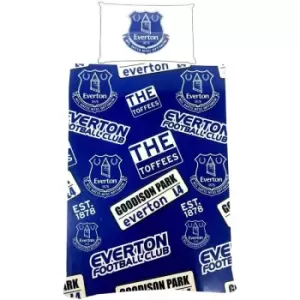 Everton FC Patches Duvet Cover Set (Single) (Blue/White)