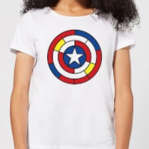 Marvel Captain America Stained Glass Shield Womens T-Shirt - White - 5XL