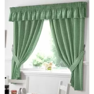 Gingham Kitchen Curtains Green 46 x 54 - Green