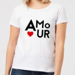 Amour Block Womens T-Shirt - White - 3XL