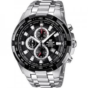 Casio Chronograph Wristwatch EF-539D-1AVEF (L x W x H) 53.5 x 48.5 x 11.5mm Silver, Black Enclosure material=Stainless steel Material (watch strap)=St