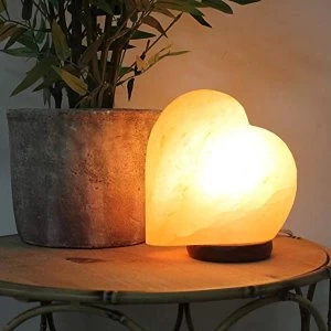 Hestia Heart Shaped Salt Lamp with Wooden Base