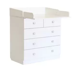 KUDL Baby 5 Drawer Unit 1780 With Changing Board And Storage White