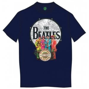The Beatles - Sgt Pepper & Drum Mens Large T-Shirt - Blue