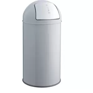 helit Push top waste bin made of steel, capacity 30 l, HxØ 650 x 300 mm, medium grey