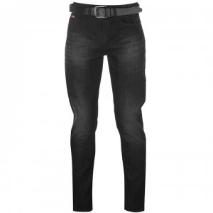 Lee Cooper Belted Slim Jeans - Black
