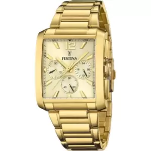 Mens Festina Gold-plated Chronograph Watch with Steel Bracelet