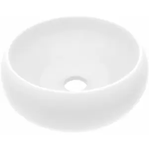 Luxury Wash Basin Round Matt White 40x15cm Ceramic vidaXL - White