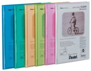 Pentel Recycology A4 Display Book Clear 20Pkt Assorted PK5