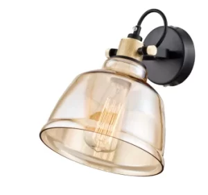 Irving Wall Lamp Black with Glass Shade, 1 Light, E27