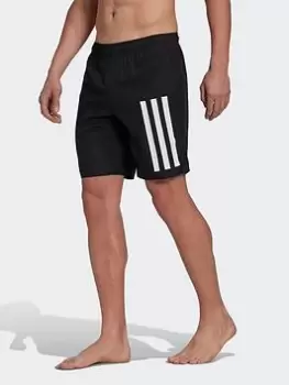 adidas Classic Length 3-stripes Swim Shorts, Blue/White, Size S, Men