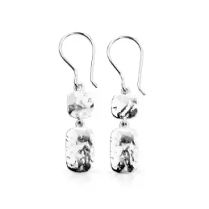 Aiyana Minerva Silver Double Drop Hammered Earrings