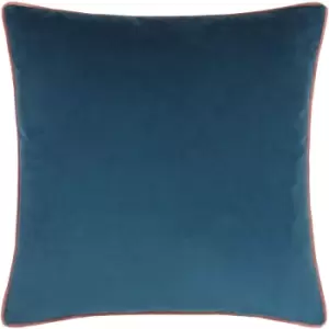 Paoletti - Meridian Velvet Cushion Petrol/Blush - Petrol/Blush