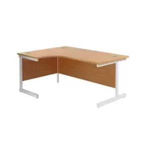 1600X1200 Single Upright Left Hand Radial Desk Nova Oak - White + Desk High Ped
