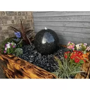 40cm Black Granite Polished Sphere Solar Powered Water Feature