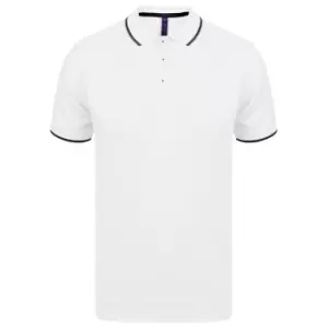 Henbury Mens HiCool Tipped Polo Shirt (XL) (White/Navy)