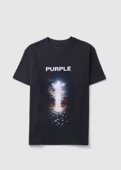 Purple Brand Mens Textured Jersey T-Shirt In Night Swim Black
