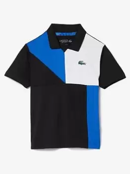 Boys' Lacoste SPORT Colour-block Tennis Polo Size 12 yrs Black / Blue / White