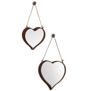 Gallery Set of 2 Metal Heart Rustic Mirrors - Bronze