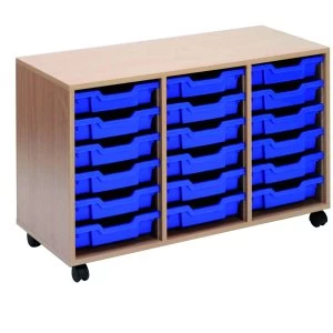 Jemini Mobile Storage Unit 18 Blue Trays Beech KF72340