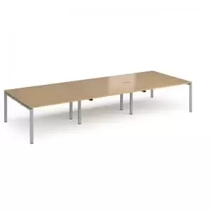Adapt triple back to back desks 4200mm x 1600mm - silver frame and oak