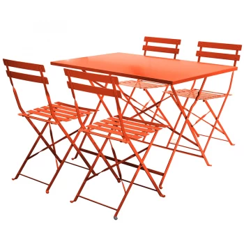 Charles Bentley 5 Piece Rectangular Folding Dining Set - Orange