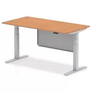 Air 1600 x 800mm Height Adjustable Desk Oak Top Silver Leg With Silver