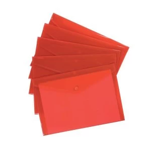 5 Star A4 Envelope Wallet Polypropylene Translucent Red Pack of 5