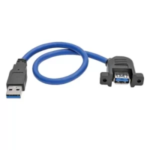 1ft USB 3.0 SuperSpeed Panel Mount Type A Extension Cable MF Blue Black