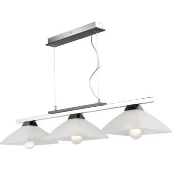 Lamkur Lighting - Ela Bar Pendant Ceiling Light With Glass Shade, Wenge, 3x E27
