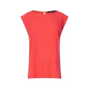 French Connection Crepe Light Cap-Sleeve Top - Red