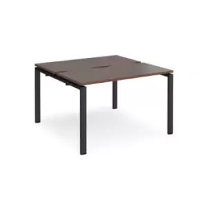 Bench Desk 2 Person Starter Rectangular Desks 1200mm Walnut Tops With Black Frames 1200mm Depth Adapt
