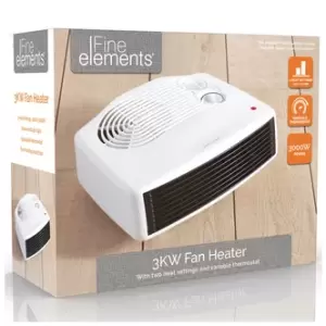 Daewoo HEA1002GE 3kW Flat Fan Heater with Thermostat in White