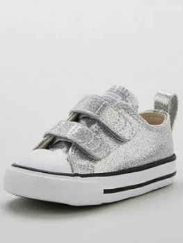 Converse Chuck Taylor All Star 2V Ox Glitter Infant Trainer - Silver