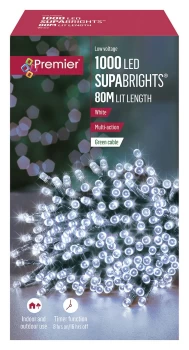 Premier 1000 White Multi-function Christmas LED Lights - 8m