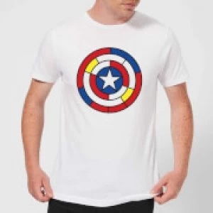 Marvel Captain America Stained Glass Shield Mens T-Shirt - White - 3XL