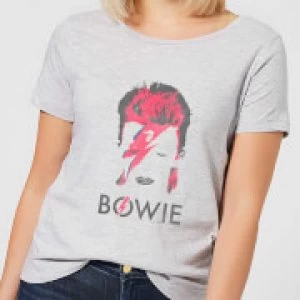 David Bowie Aladdin Sane Distressed Womens T-Shirt - Grey - L