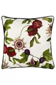 Figaro Floral Printed Piped Velvet Cushion