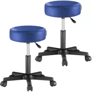 Deuba Swivel Stool Adjustable Work Chair Hydraulic Seat PU Leather Thick Padding 2er Set blau (de)