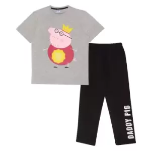 Peppa Pig Mens WorldA's Best Dad Daddy Pig Pyjama Set (XXL) (Black/Heather Grey)