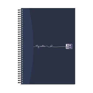 Oxford My Notes A4 Notebook 200 Pages Wirebound Card Cover Perforated Ruled Margin Black Pack of 3