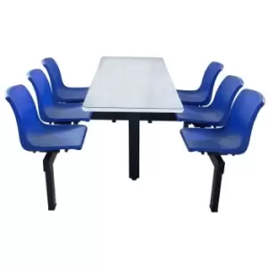 Steel Canteen Table Unit with Moulded Polypropylene Seats - 4 Seat Island Unit