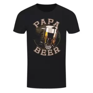 Grindstore Mens Fathers Day Papa Beer T-Shirt (L) (Black)