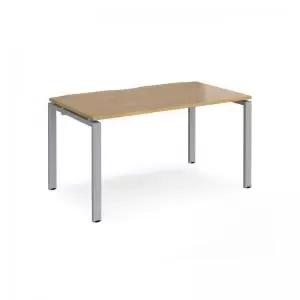 Adapt starter unit single 1400mm x 800mm - silver frame and oak top