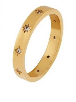 Accessorize Z Sparkle Star Set Band Ring, Gold, Size L, Women