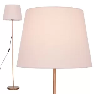 Charlie Copper Floor Lamp with Dusty Pink Aspen Shade