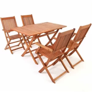 Casaria Seating Group Sydney 4+1 FSC -certified Acacia Wood 5 pcs Table Chairs Foldable Wood Garden Outdoor Furniture Set