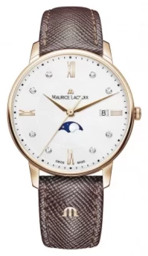 Maurice Lacroix Eliros Moonphase Brown Leather Strap Rose Watch