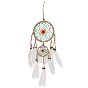 Medium Multicoloured Dreamcatcher with White Feathers